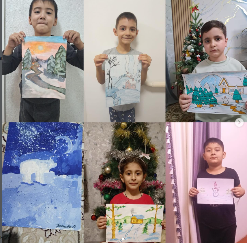 1–2 сынып оқушылары арасында ұйымдастырылған «Қыс көрініс» тақырыбындағы сурет байқауы